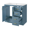 Swany Bathroom Sink & Cabinet Vanity with Drawers | Muted Indigo Wood 36"