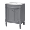 Fiji Bathroom Vanity with Integrated Sink & Storage | Gray Wood 24"