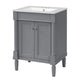 Fiji Bathroom Vanity with Integrated Sink & Storage | Gray Wood 24"