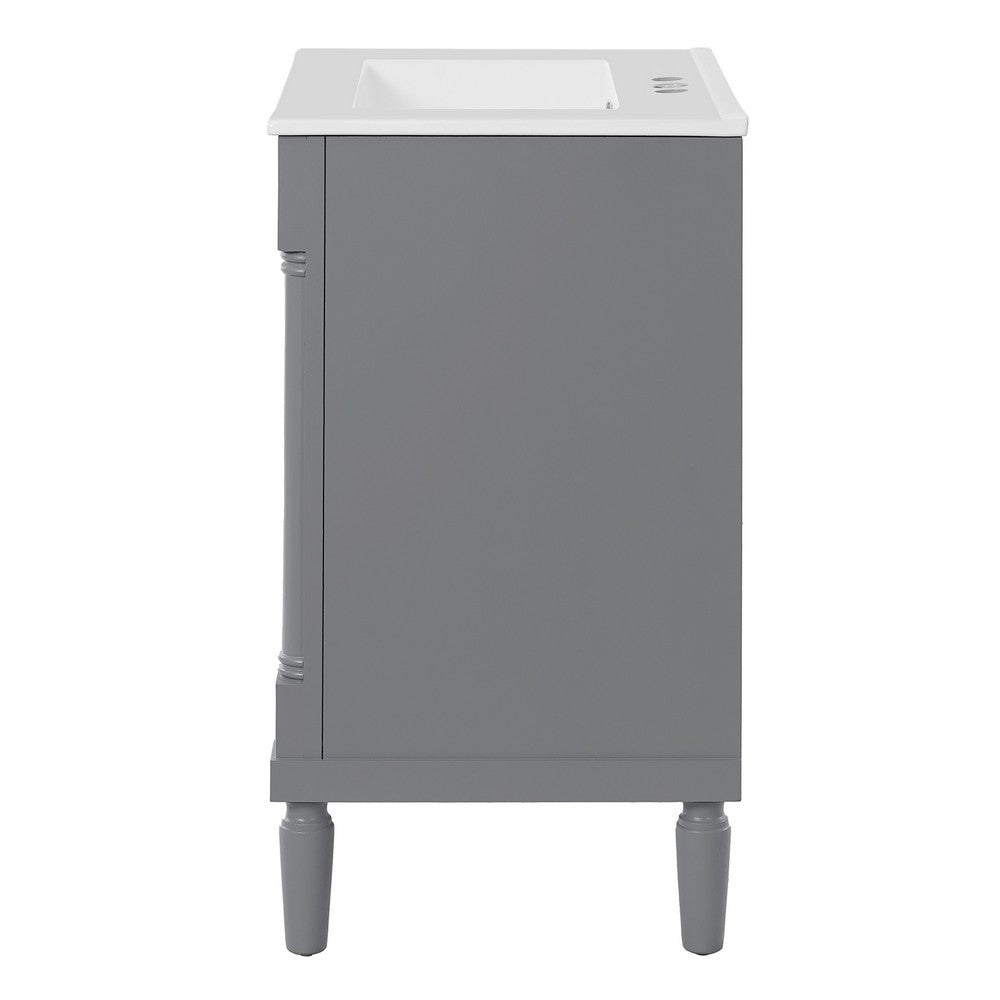 Fiji Bathroom Vanity with Integrated Sink & Storage | Gray Wood 24"