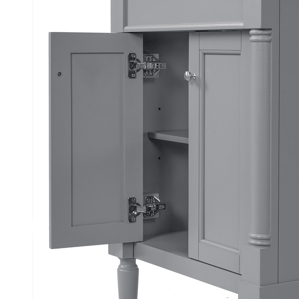 Fiji Bathroom Vanity with Integrated Sink & Storage | Gray Wood 24"