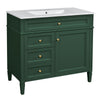 Delma Bathroom Vanity | White Ceramic Sink | Smart Storage | Dark Green 36"