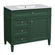 Delma Bathroom Vanity | White Ceramic Sink | Smart Storage | Dark Green 36"