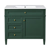 Delma Bathroom Vanity | White Ceramic Sink | Smart Storage | Dark Green 36"