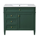 Delma Bathroom Vanity | White Ceramic Sink | Smart Storage | Dark Green 36"