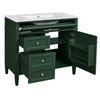 Delma Bathroom Vanity | White Ceramic Sink | Smart Storage | Dark Green 36"