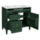 Delma Bathroom Vanity | White Ceramic Sink | Smart Storage | Dark Green 36"
