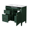 Delma Bathroom Vanity | White Ceramic Sink | Smart Storage | Dark Green 36"