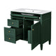 Delma Bathroom Vanity | White Ceramic Sink | Smart Storage | Dark Green 36"