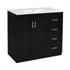 Swany Bathroom Cabinet with Ceramic Sink | Storage Cabinet | Black 36"