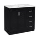 Swany Bathroom Cabinet with Ceramic Sink | Storage Cabinet | Black 36"