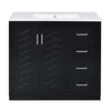 Swany Bathroom Cabinet with Ceramic Sink | Storage Cabinet | Black 36"