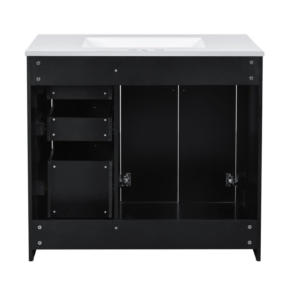Swany Bathroom Cabinet with Ceramic Sink | Storage Cabinet | Black 36"