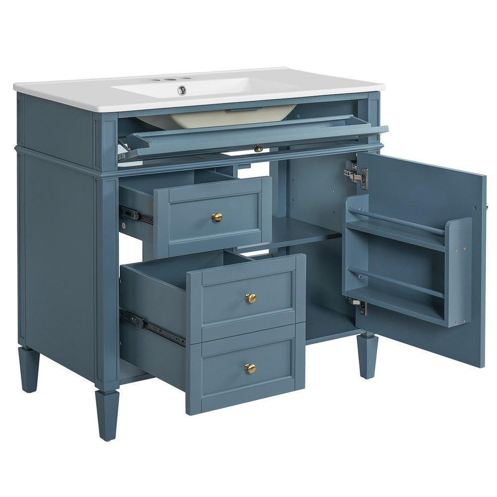 Delma Bathroom Cabinet Vanity with Ceramic Sink | Smart Storage Muted Indigo