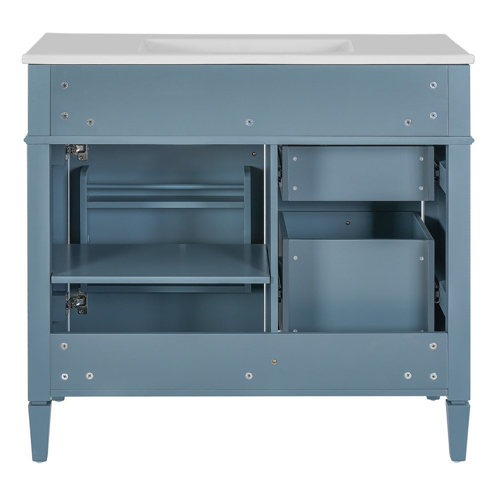 Delma Bathroom Cabinet Vanity with Ceramic Sink | Smart Storage Muted Indigo
