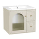 Jacky Wall-Mounted Vanity with Sink | Glass Cabinet Door | Beige Wood 24"