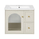 Jacky Wall-Mounted Vanity with Sink | Glass Cabinet Door | Beige Wood 24"
