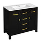 Mindy Bathroom Sink Vanity with Cabinet Doors | Gold | Black Wood 36"