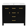 Mindy Bathroom Sink Vanity with Cabinet Doors | Gold | Black Wood 36"