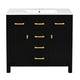 Mindy Bathroom Sink Vanity with Cabinet Doors | Gold | Black Wood 36"