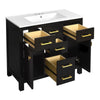 Mindy Bathroom Sink Vanity with Cabinet Doors | Gold | Black Wood 36"