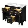Mindy Bathroom Sink Vanity with Cabinet Doors | Gold | Black Wood 36"
