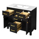 Mindy Bathroom Sink Vanity with Cabinet Doors | Gold | Black Wood 36"