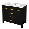 Mindy Bathroom Sink Vanity with Cabinet Doors | Gold | Black Wood 36"