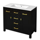 Mindy Bathroom Sink Vanity with Cabinet Doors | Gold | Black Wood 36"