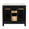 Mindy Bathroom Sink Vanity with Cabinet Doors | Gold | Black Wood 36"