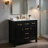 Mindy Bathroom Sink Vanity with Cabinet Doors | Gold | Black Wood 36"