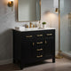 Mindy Bathroom Sink Vanity with Cabinet Doors | Gold | Black Wood 36"