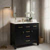 Mindy Bathroom Sink Vanity with Cabinet Doors | Gold | Black Wood 36"