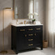 Mindy Bathroom Sink Vanity with Cabinet Doors | Gold | Black Wood 36"