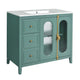 Dandy Bathroom Vanity with Glass Cabinet Doors | 3 Drawers | Green 36"
