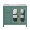 Dandy Bathroom Vanity with Glass Cabinet Doors | 3 Drawers | Green 36"