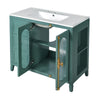 Dandy Bathroom Vanity with Glass Cabinet Doors | 3 Drawers | Green 36"