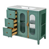 Dandy Bathroom Vanity with Glass Cabinet Doors | 3 Drawers | Green 36"