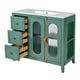 Dandy Bathroom Vanity with Glass Cabinet Doors | 3 Drawers | Green 36"