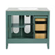 Dandy Bathroom Vanity with Glass Cabinet Doors | 3 Drawers | Green 36"