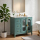Dandy Bathroom Vanity with Glass Cabinet Doors | 3 Drawers | Green 36"