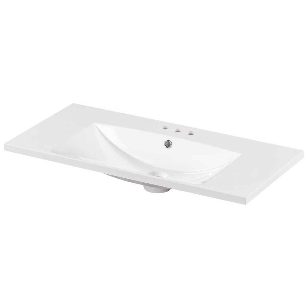 Suzy Sink Top with Basin Faucet Holes for Vanity Counter | White 36"
