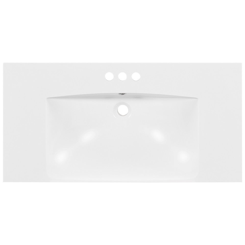 Suzy Sink Top with Basin Faucet Holes for Vanity Counter | White 36"