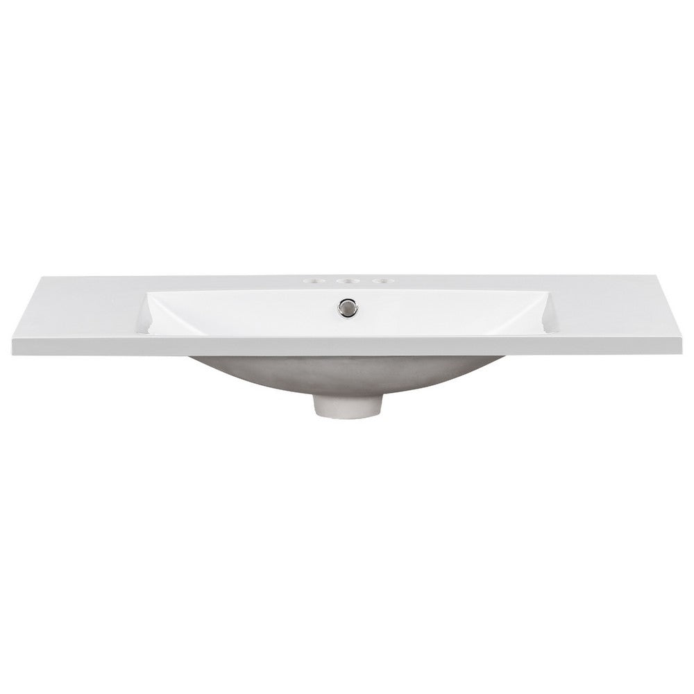 Suzy Sink Top with Basin Faucet Holes for Vanity Counter | White 36"