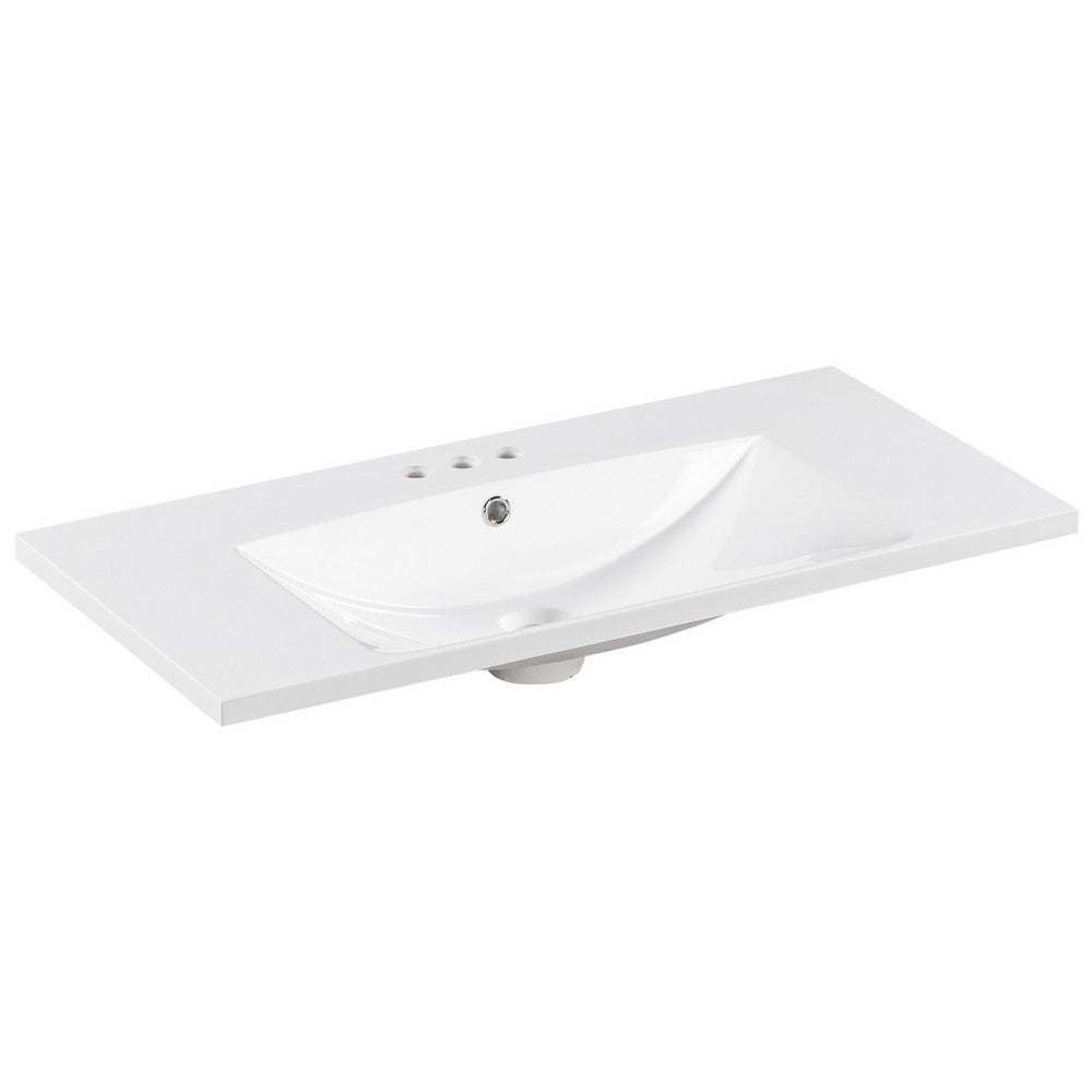 Suzy Sink Top with Basin Faucet Holes for Vanity Counter | White 36"