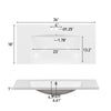 Suzy Sink Top with Basin Faucet Holes for Vanity Counter | White 36"