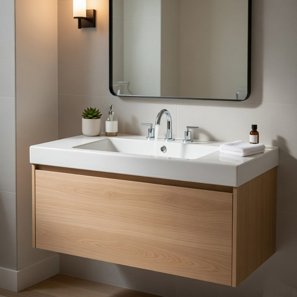 Suzy Sink Top with Basin Faucet Holes for Vanity Counter | White 36"