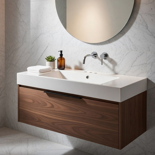 Suzy Sink Top with Basin Faucet Holes for Vanity Counter | White 36"