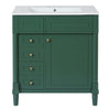Xyra Freestanding Sink & Cabinet Vanity | Emerald Green Wood 30"