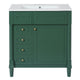 Xyra Freestanding Sink & Cabinet Vanity | Emerald Green Wood 30"